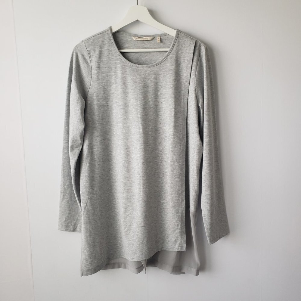 Soft Surroundings women's Touch of Sheer Tunic Top size M long slvee crew neck